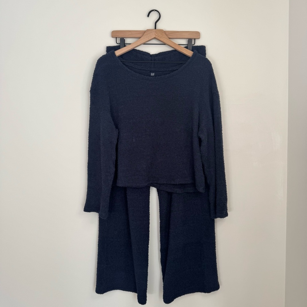Gap Navy Blue Cozy Teddy Pajama Lounge Set Size Large - Picture 7 of 7